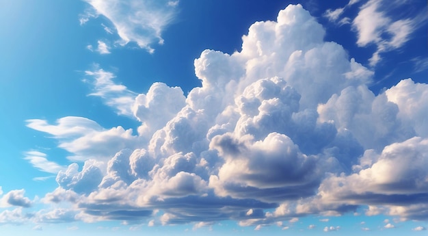 晴れた日に明るい青い空のカムロニンブス雲の写真を下から撮った