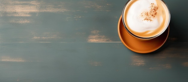 Photo of a cup of coffee on a saucer on a table with ample copy space with copy space