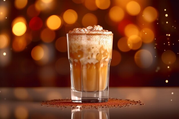 Photo of a cup of coffee with ice cream on it