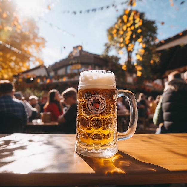 photo of a cup of cold beer at the original Oktoberfest in Munich