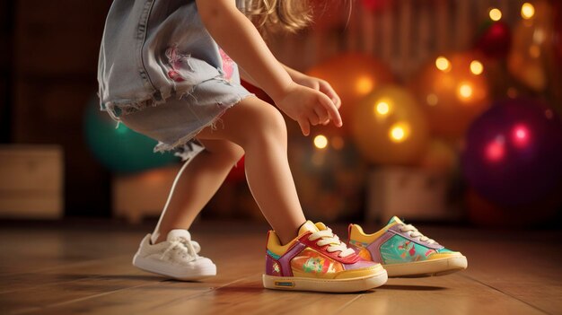 A photo of a customer trying on running shoes