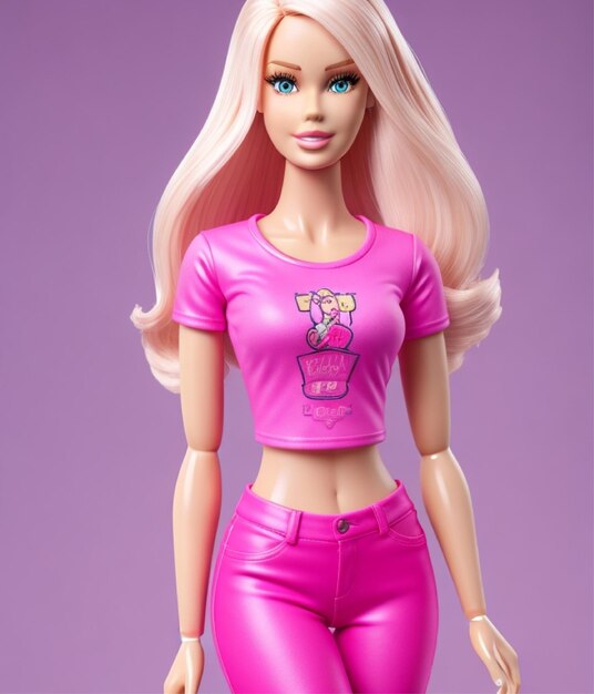 Photo a cute 3d barbie girl with long hair