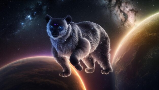 写真かわいい動物少しかわいい青いシロクマの肖像画青空宇宙光