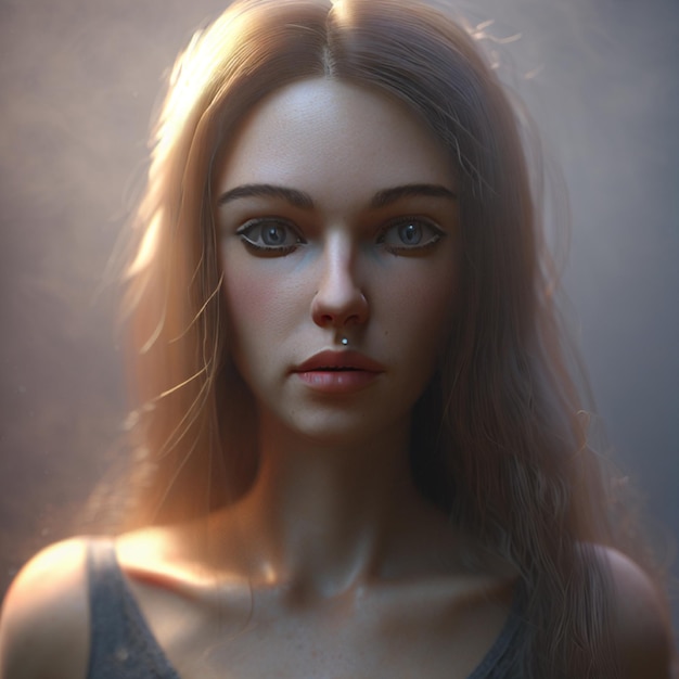 Photo a cute animated realistic girl face