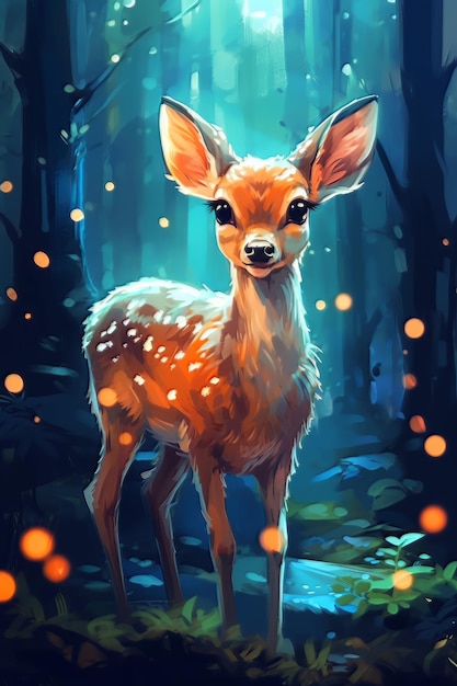 Photo cute baby deer