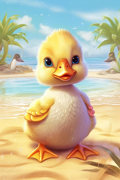 Photo cute baby duck