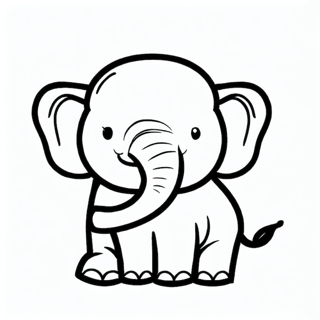 Photo a cute baby elephant outline art