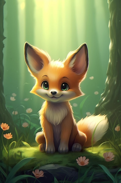 Photo cute baby fox