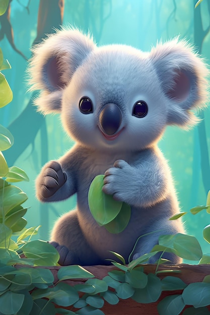 Photo cute baby koala