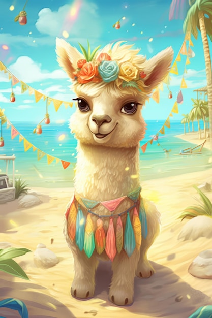 Photo cute baby llama