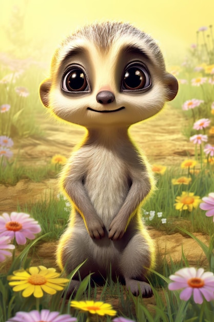 Photo cute baby meerkat