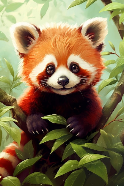 Photo cute baby red panda