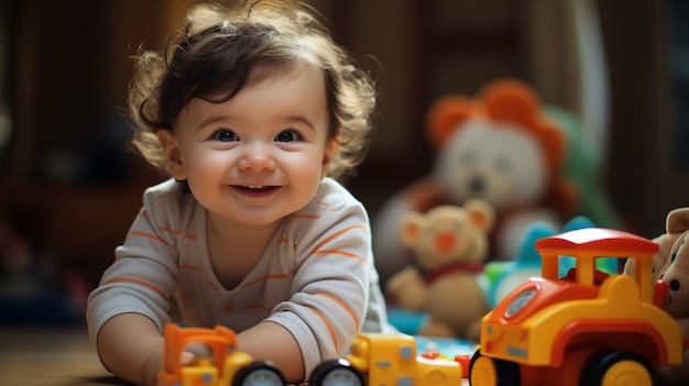 photo cute baby with toys