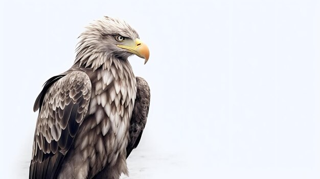 Photo of a cute Bald Eagle isolated on white background