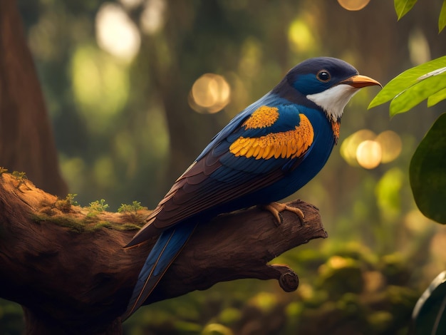 Photo a cute and beautiful swallow sitting in a jungle on a branch of tree