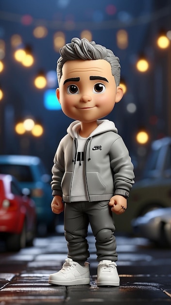 Photo cute boy in pixar style cartoon 3d illustration generative ai