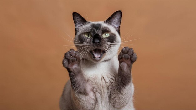 Photo of cute cat shoot with different style in isolated studio background