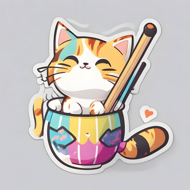 Photo Cute Cat Sticker for Shirt Design with gray background