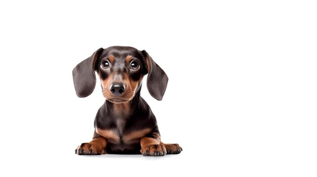 Photo of a cute Dachshund isolated on white background