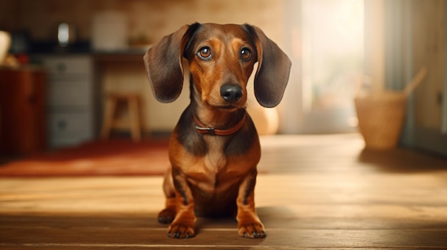 Photo of a cute domestic dachshund