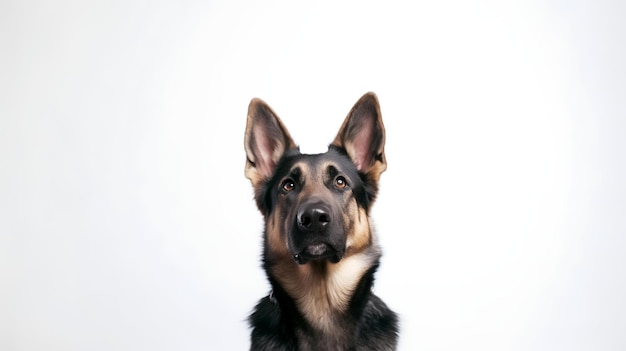 Photo of a cute German Shepherd dog isolated on white background