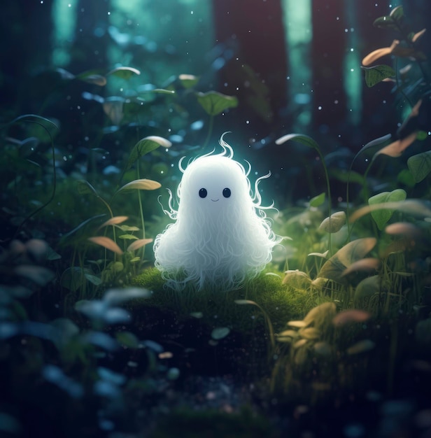 Photo of cute ghost in the forest