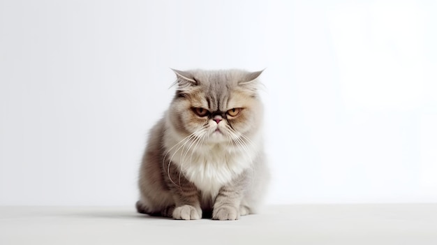 색 배경 에 고립 된 귀여운 Grumpy Cat 새 의 사진