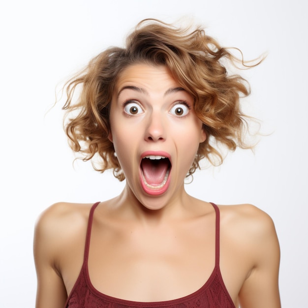 Photo of a cute lady very excited and surprised