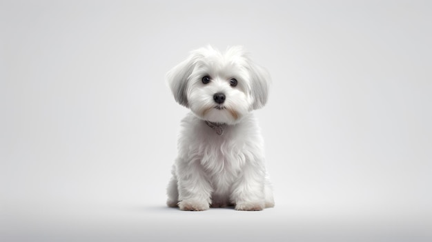 Photo of a cute Lhasa Apso dog isolated on white background