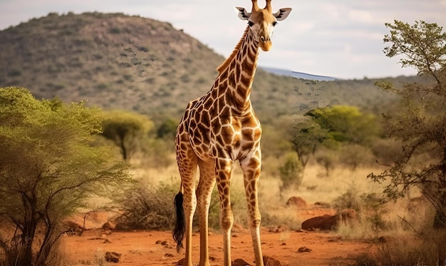 Photo photo cute massai giraffe in tsavo east national park kenya africa