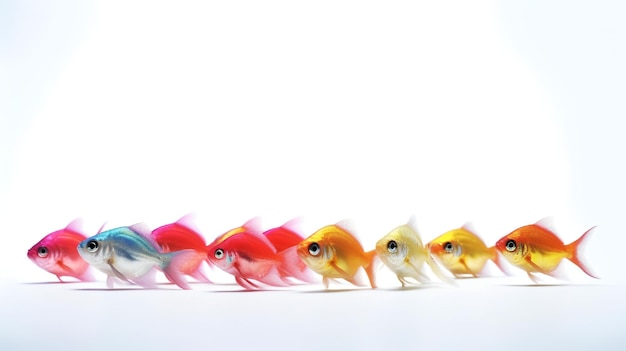 Photo photo of a cute neon tetras fish isolated on white background