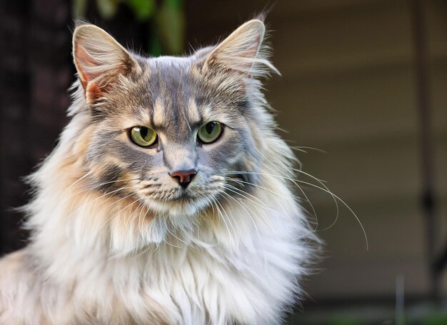 Photo of a cute Norwegian Forest cat generative ai