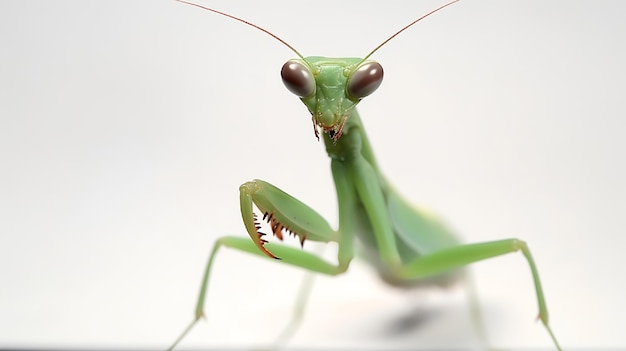 Photo photo of a cute praying mantis isolated on white background