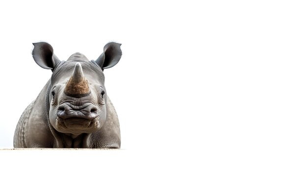 Photo of a cute Rhino isolated on white background