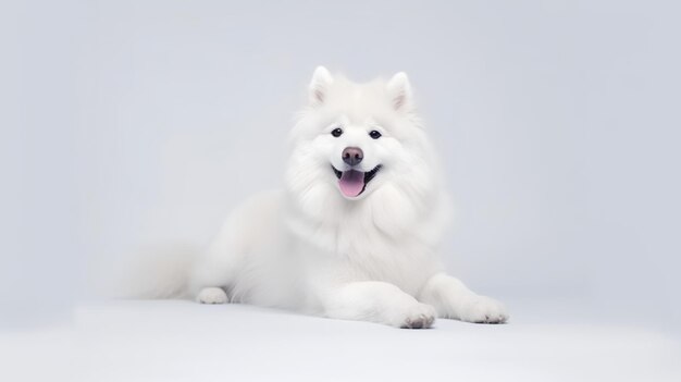 Photo of a cute Samoyed Dog isolated on white background