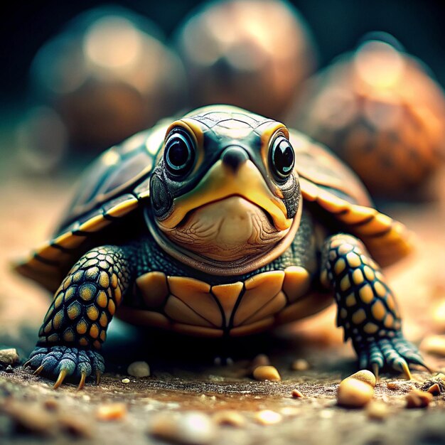 Photo cute turtle in the forest