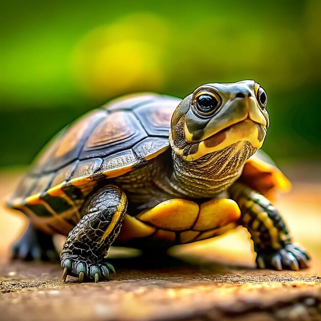 Photo cute turtle in the forest