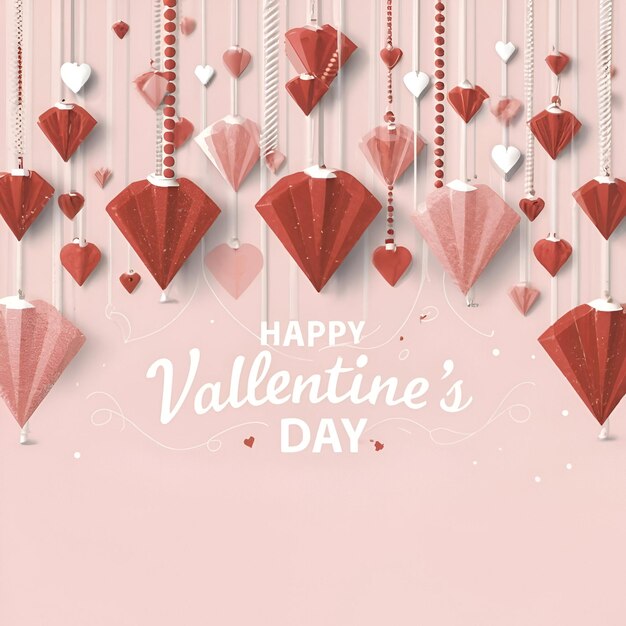 photo cute valentines day background with hearts and greeting message