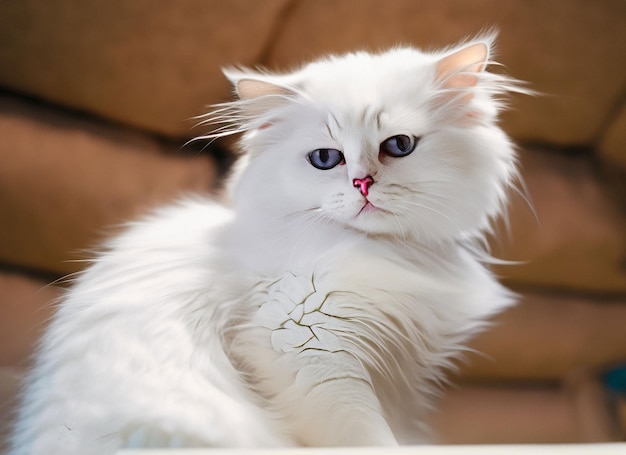 Photo photo of a cute white cat generative ai