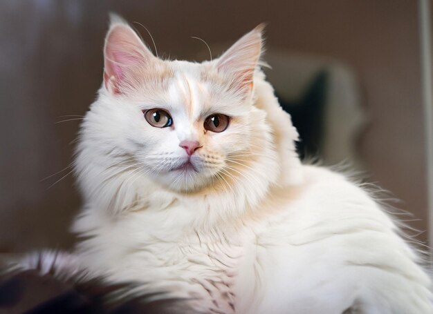 Photo of a cute white cat generative ai