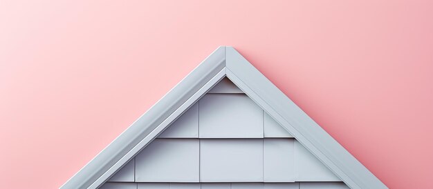 Photo of a cute white house shaped decoration on a vibrant pink wall with plenty of space for text