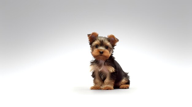 Foto foto di un carino cane yorkshire terrier isolato su sfondo bianco