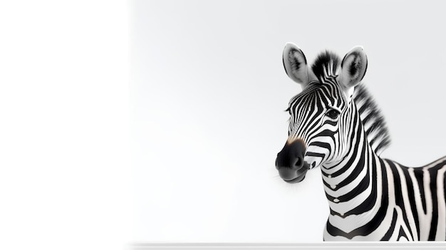 Фото симпатичной зебры, изолированной на белом фоне