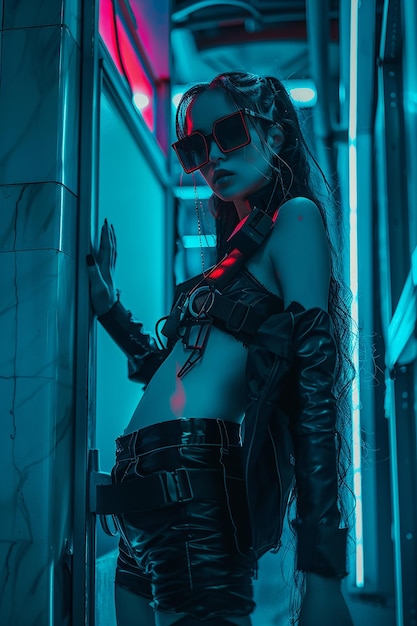 Photo photo of a cyberpunk woman in night city