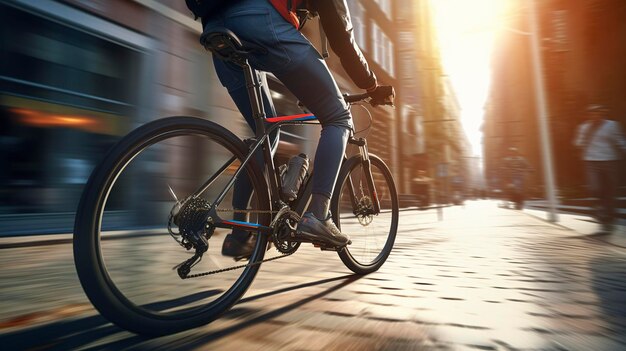 Foto una foto di un ciclista con un manuale di riparazione