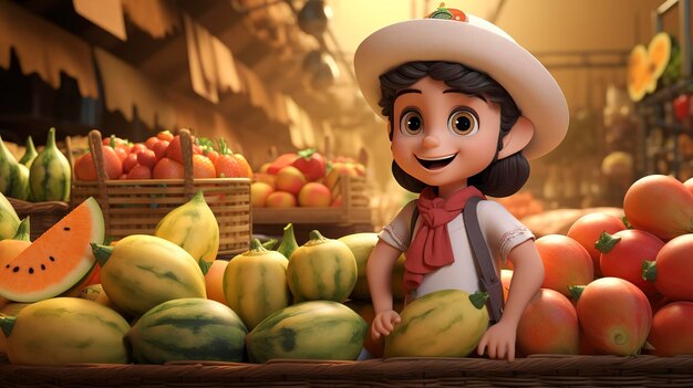 photo of a D character in a fruit market