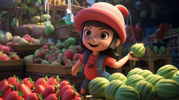 photo of a D character in a fruit market