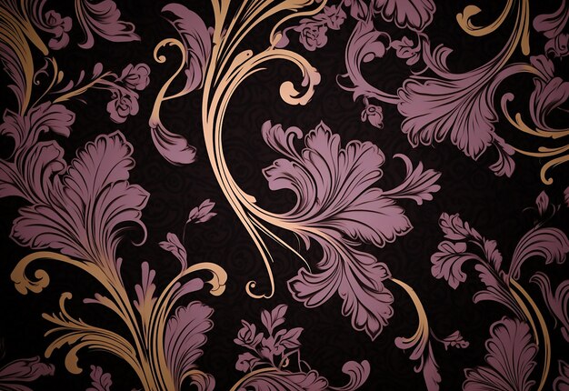 Photo of damask gold flower pattern background design