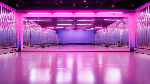 Foto una foto di uno studio di danza con le luci dello studio sullo sfondo delle pareti a specchio