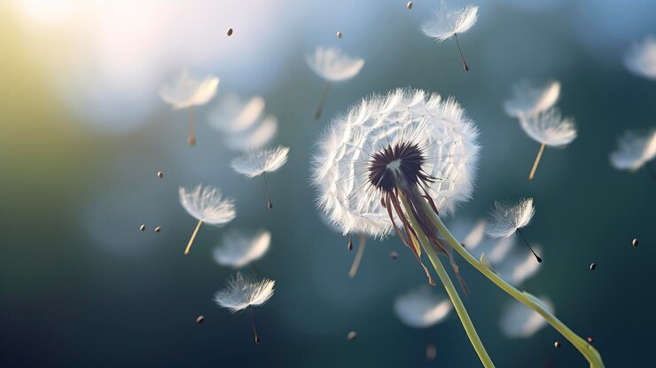 A photo of a dandelions delicate seeds